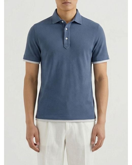 Brunello Cucinelli Blue Polo Shirt for men