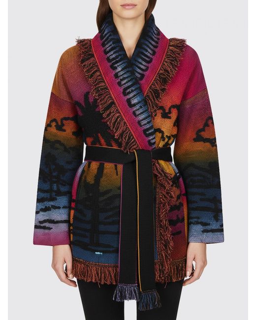 Alanui Red Sunset Stories Cashmere And Cotton Cardigan