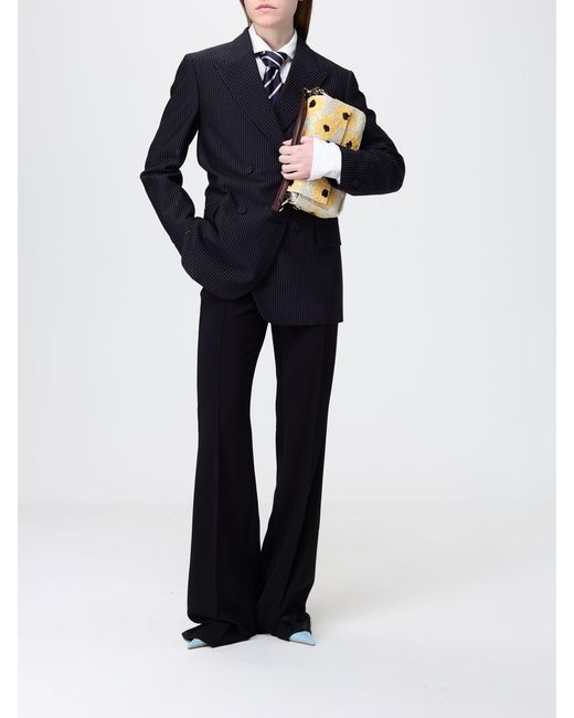 Fendi Blue Pinstripe Wool Blend Double-Breasted Blazer