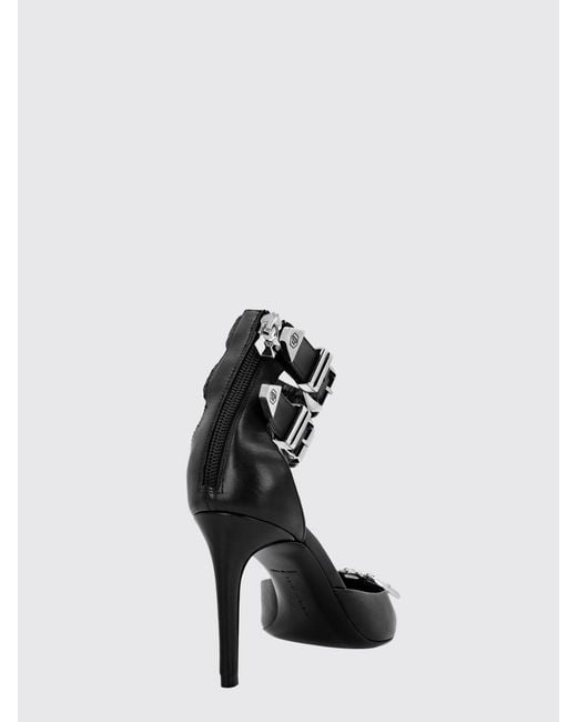Philipp Plein Black Gothic Leather Pumps With Stiletto Heel And Hexagon Logo