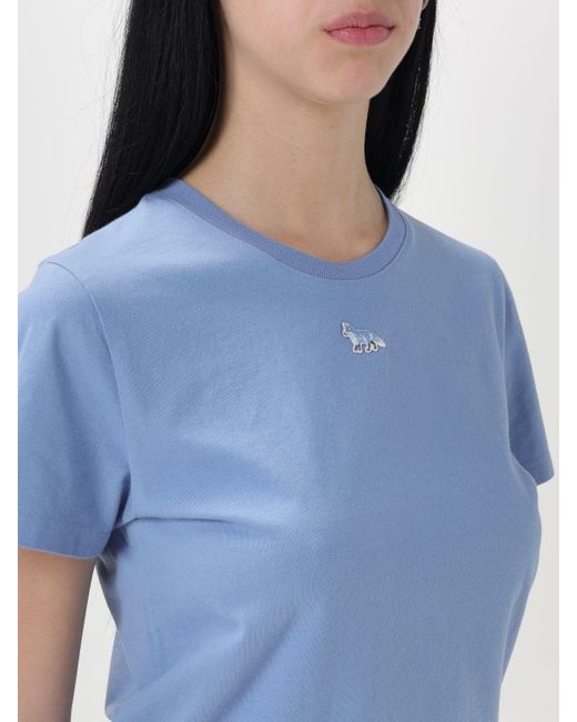 T-shirt cropped in jersey di Maison Kitsuné in Blue
