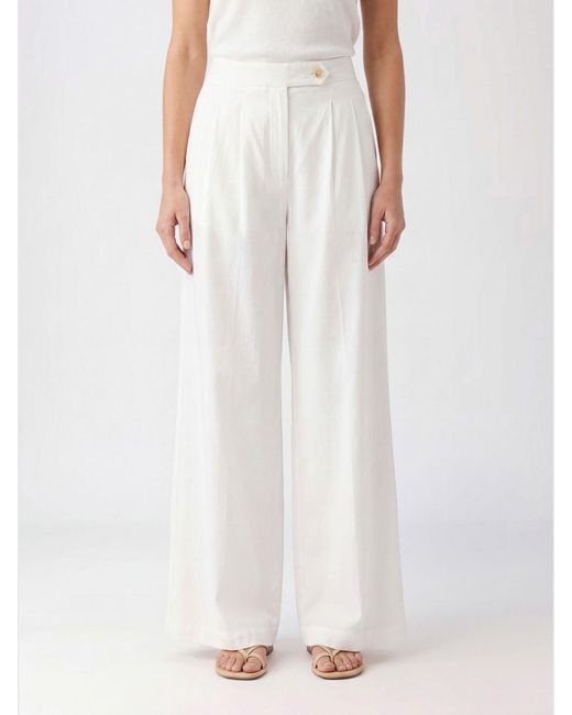 Semicouture White Cotton Poplin Trousers