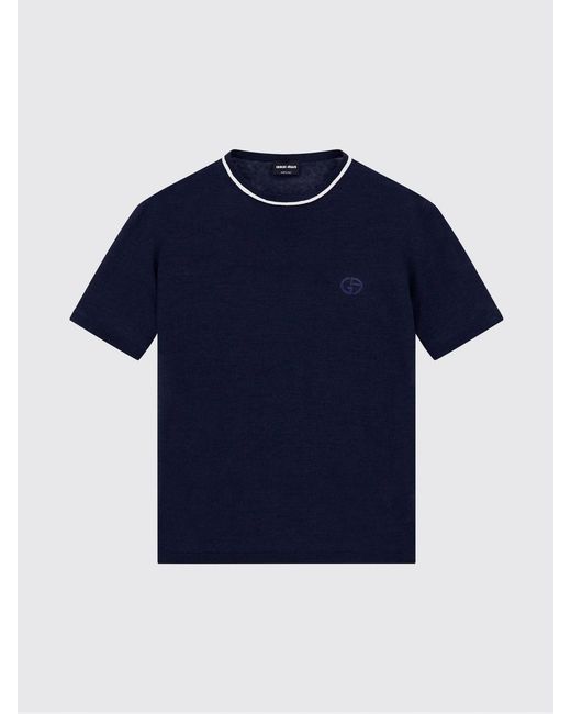 Giorgio Armani Blue Crew Neck Sweater for men
