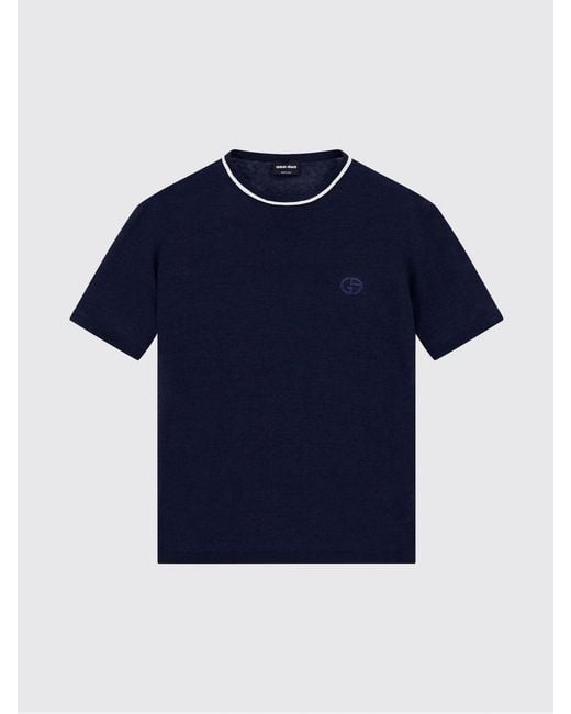 Giorgio Armani Blue Crew Neck Sweater for men
