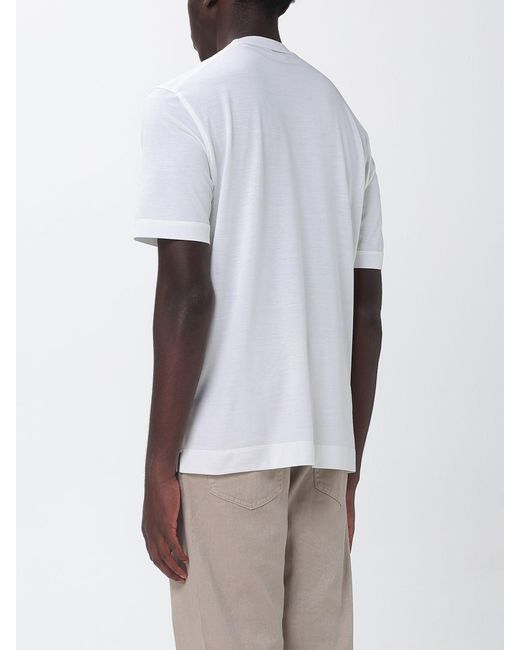 Zegna White Cotton And Silk T-Shirt for men