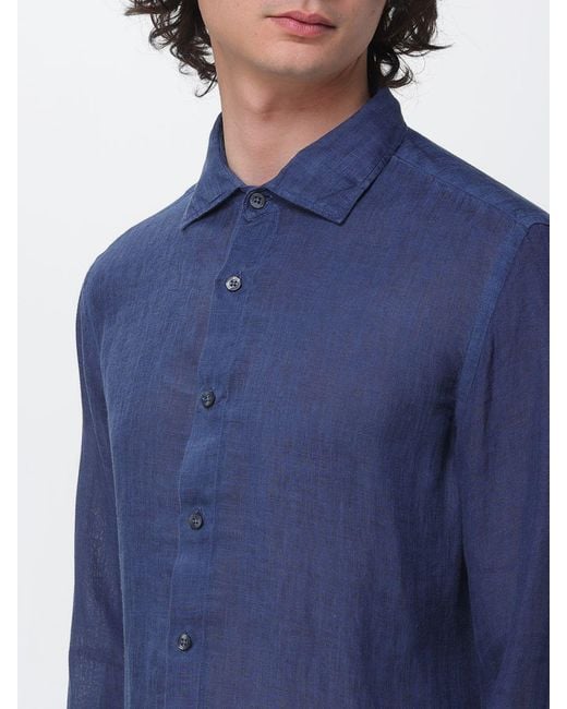 120% Lino Blue Linen Shirt for men