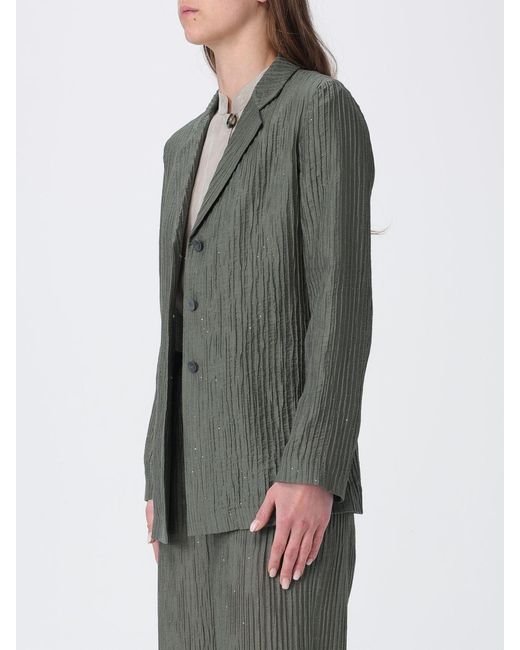 Emporio Armani Gray Lurex Pleated Creponne Blazer