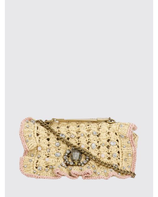 Kurt Geiger Natural Chelsea Crochet Raffia Clutch With Rhinestones