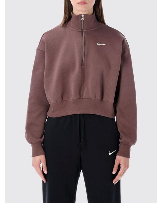 Sudadera De Mezcla De Algodón Con Cremallera Corta Nike de color Purple