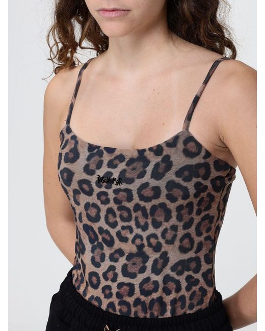 Body De En Tul Con Estampado Animal Y Tirantes Finos DISCLAIMER de color Black