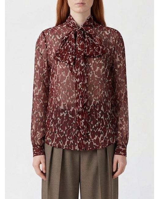 Saint Laurent Brown Silk Shirt With Floral Print