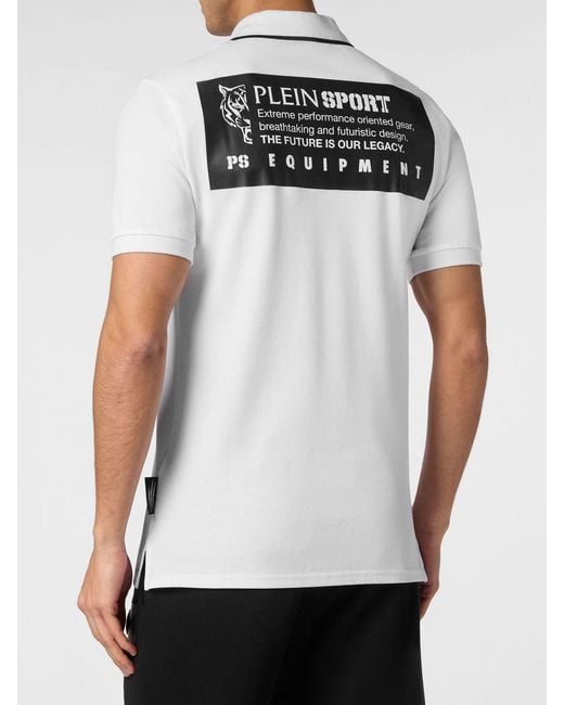 Philipp Plein White Short-Sleeved Cotton Polo Shirt With Contrasting Logo for men