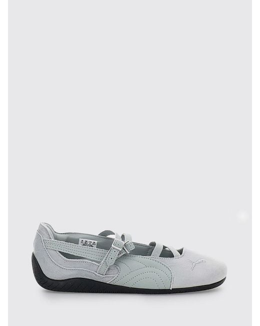 PUMA White Speedcat Mary Jane Leather Flats With Croc-Embossed Print