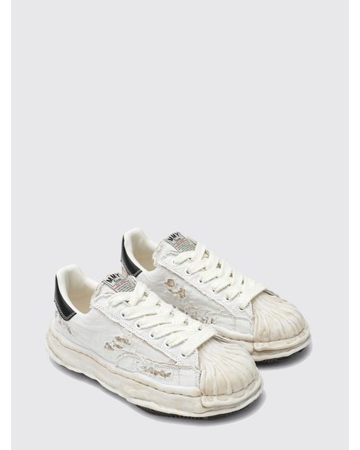 Maison Mihara Yasuhiro White Blakey Og Bicolor Canvas Sneakers With Worn-Out Sole for men