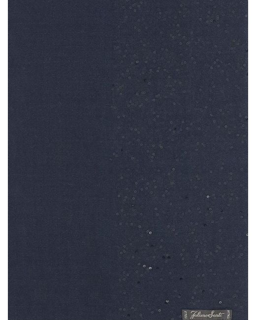 Faliero Sarti Blue Virgin Wool Blend Scarf With Sequins