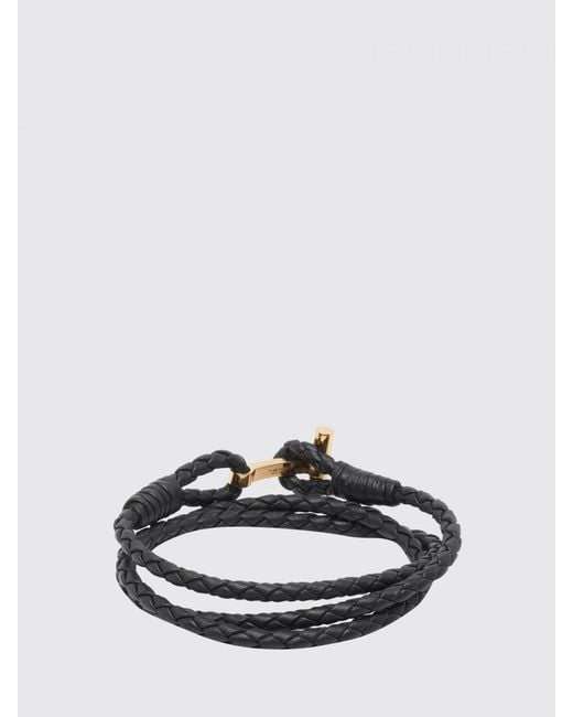 Tom Ford Black Multi-Strand Woven Leather Bracelet With T-Hook Clasp for men