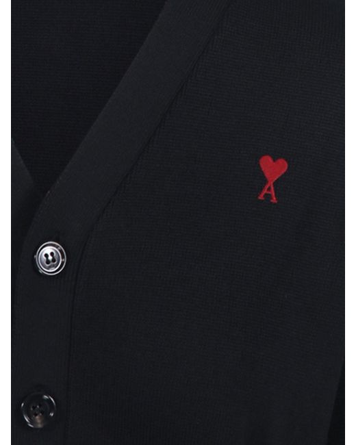 AMI Black Wool Cardigan
