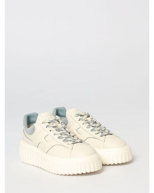 Hogan Natural H-Stripes Hammered Leather Sneakers