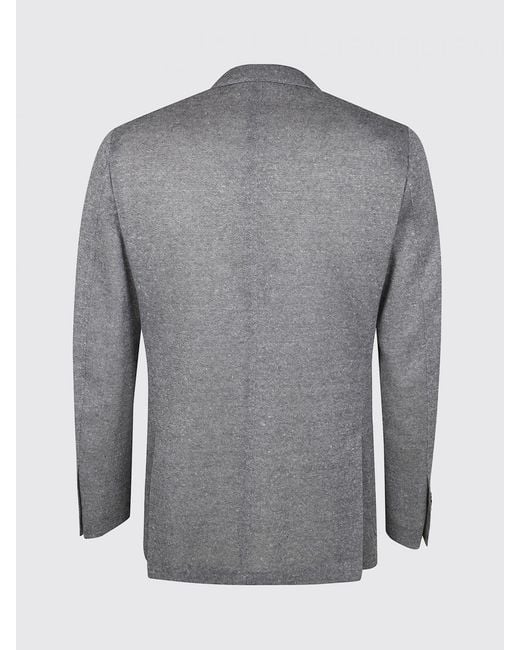 Lardini Gray Single Breasted Linen And Cotton Blazer for men