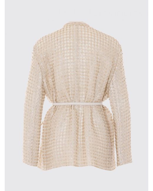 Brunello Cucinelli Natural Silk Organza Blazer With Embroidered Sequins