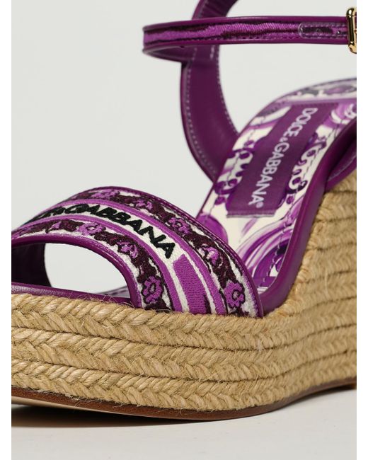 Sandalo Con Zeppa Maiolica di Dolce & Gabbana in Pink