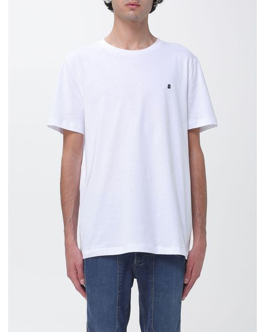 Dondup White Cotton T-Shirt With Mini Logo for men