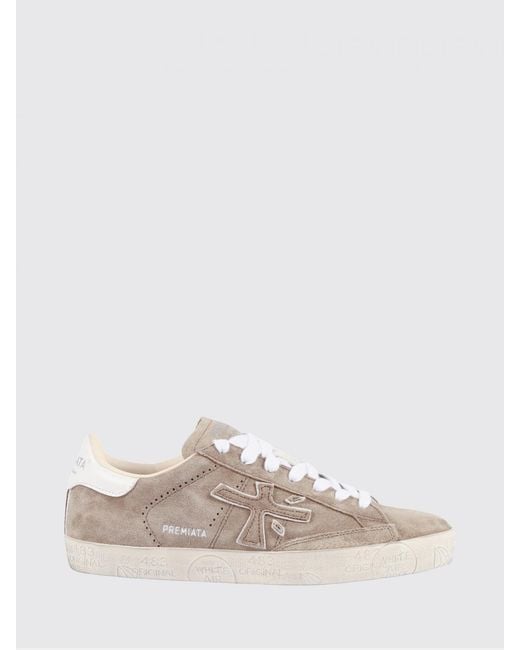 Premiata Brown Stevend Leather And Glitter Sneakers