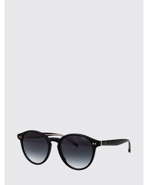 Tommy Hilfiger Black Rounded Acetate Sunglasses With Monogram