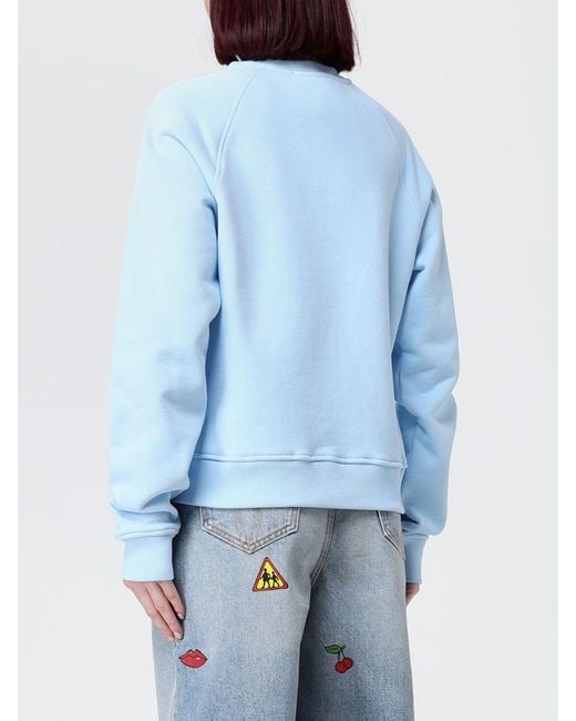 Fiorucci Blue Printed Cotton Crew Neck Sweatshirt