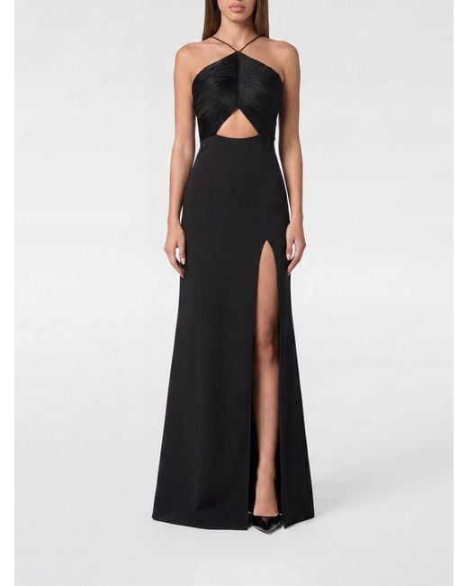 Philipp Plein Black Long Crêpe Evening Gown With Cut-Outs And Front Slit