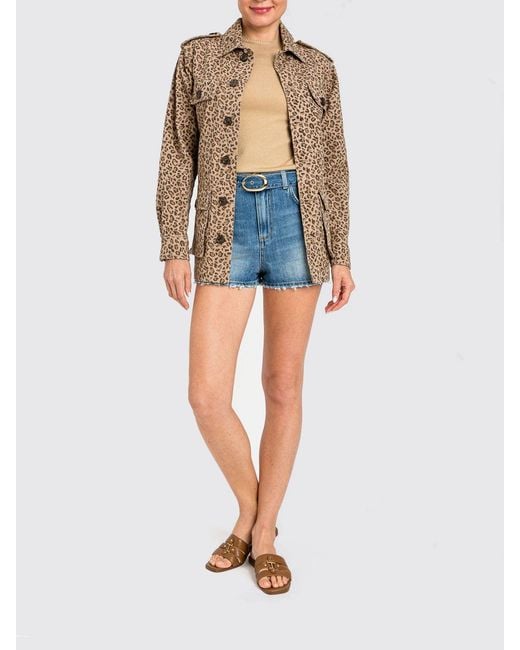 Twinset Brown Animal Print Cotton Safari Jacket