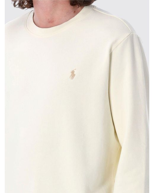 Polo Ralph Lauren White Cotton Crewneck Sweatshirt With Pony Logo for men