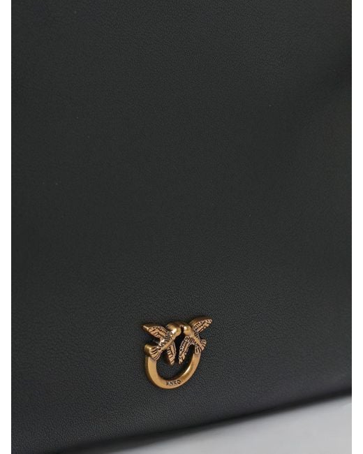Pinko Black Love Birds Leather Pouch