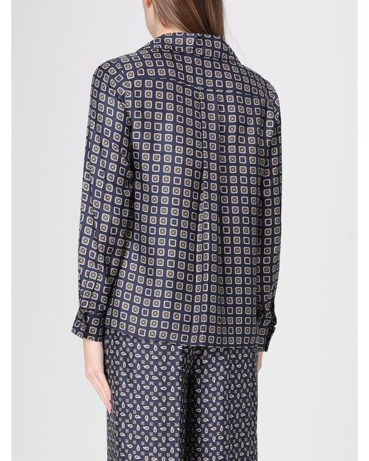 Max Mara Blue Disco Printed Silk Shirt