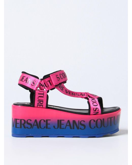 Versace Jeans Blue Sandals In Nylon And Rubber
