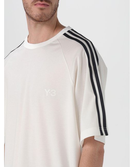 Y-3 White Oversized Cotton T-Shirt With Stripes And Logo for men