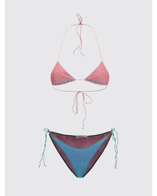 Oseree Pink Zebra-Print Triangle Bikini