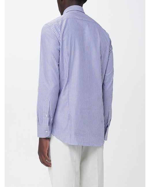 Etro Blue Striped Poplin Casual Shirt for men