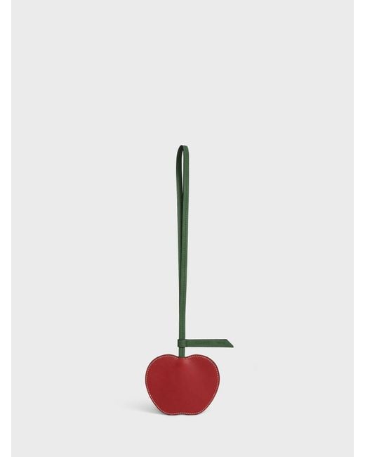 Céline White Leather Apple-Shaped Key Ring