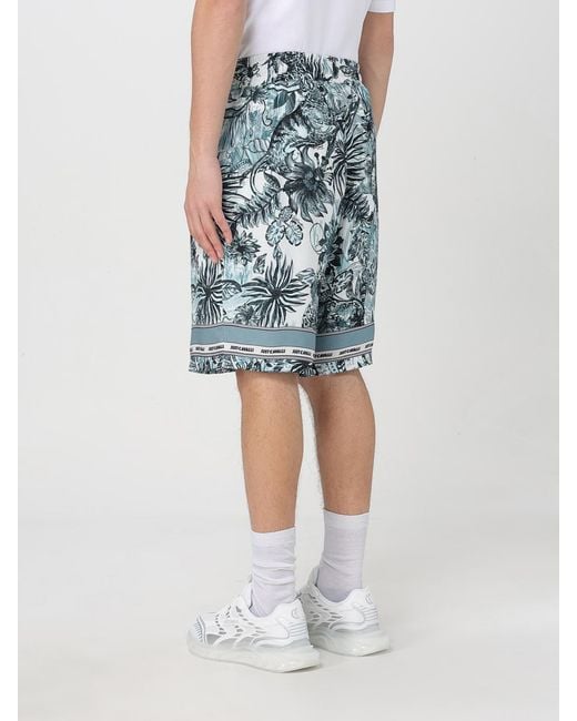 Just Cavalli Blue Tropical Print Shorts for men