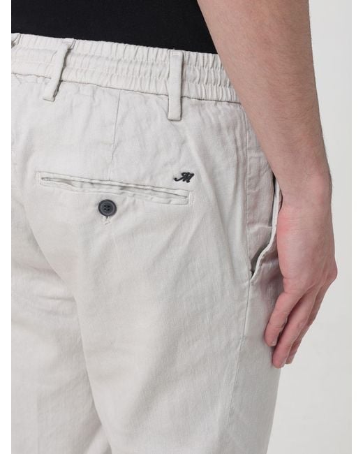 Mason's Gray Linen And Cotton Blend Drawstring Trousers for men