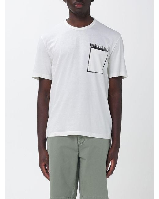 Blauer White Printed Cotton T-Shirt for men