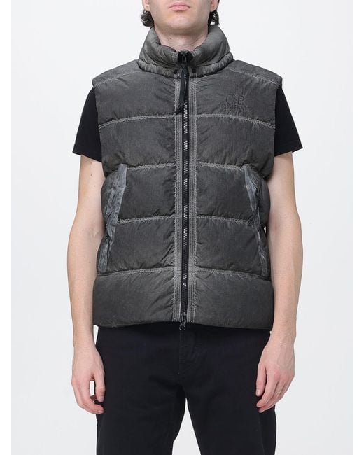 C P Company Gray Quilted Eco-Chrome R Nylon Padded Gilet With High Neck for men
