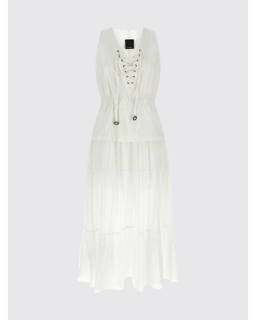 Pinko White Cotton Long Dress