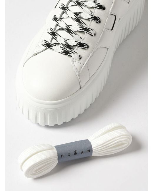 Hogan White H-Stripes Leather Sneakers