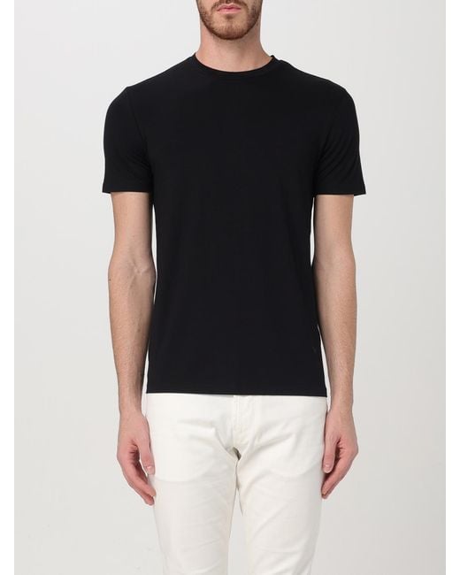 Emporio Armani Black Cotton Crew Neck T-Shirt for men