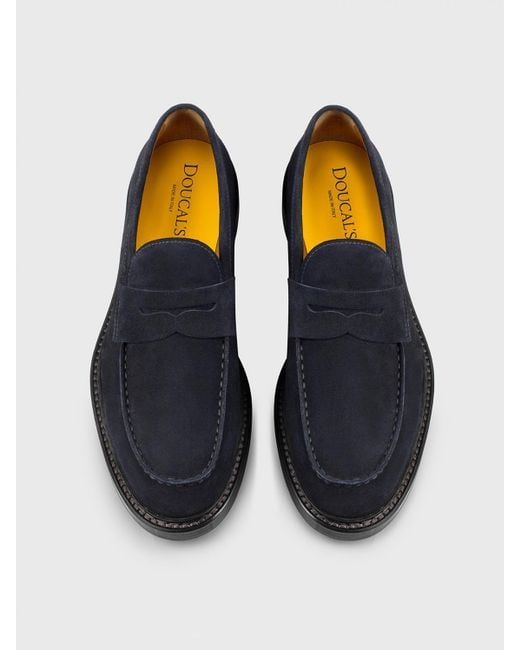Doucal's Blue Suede Loafers for men