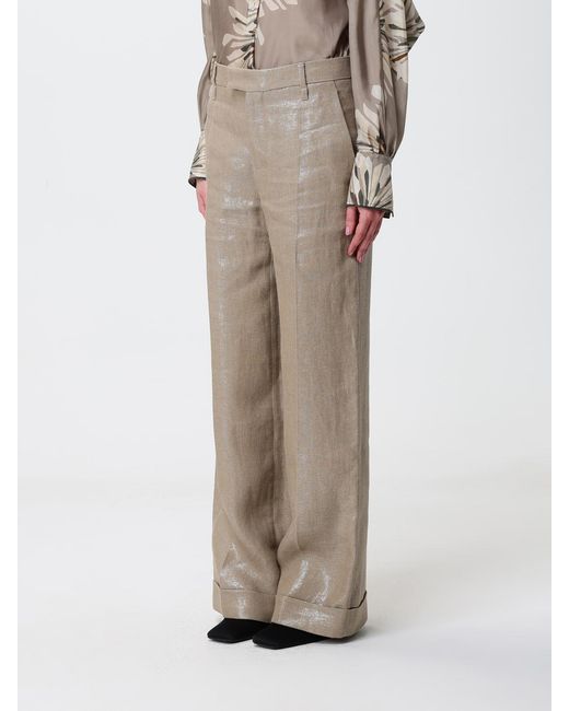 Brunello Cucinelli Natural Lurex Linen Palazzo Trousers