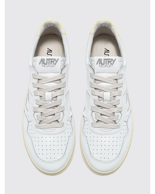 Autry White Medalist Low Leather Sneakers for men
