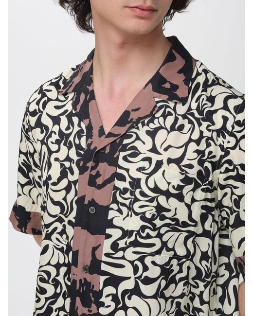 Dries Van Noten Purple Printed Cuban Collar Shirt for men